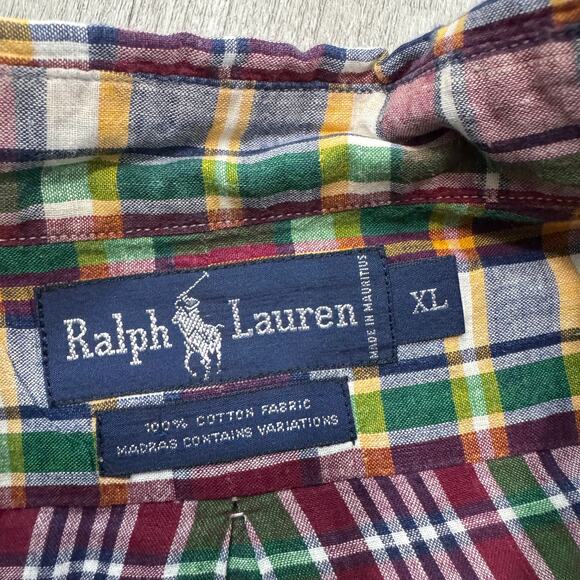 Vintage Polo Ralph Lauren Shirt Men's Extra Large XL Plaid Check Preppy Pony 90s - Picture 4 of 6